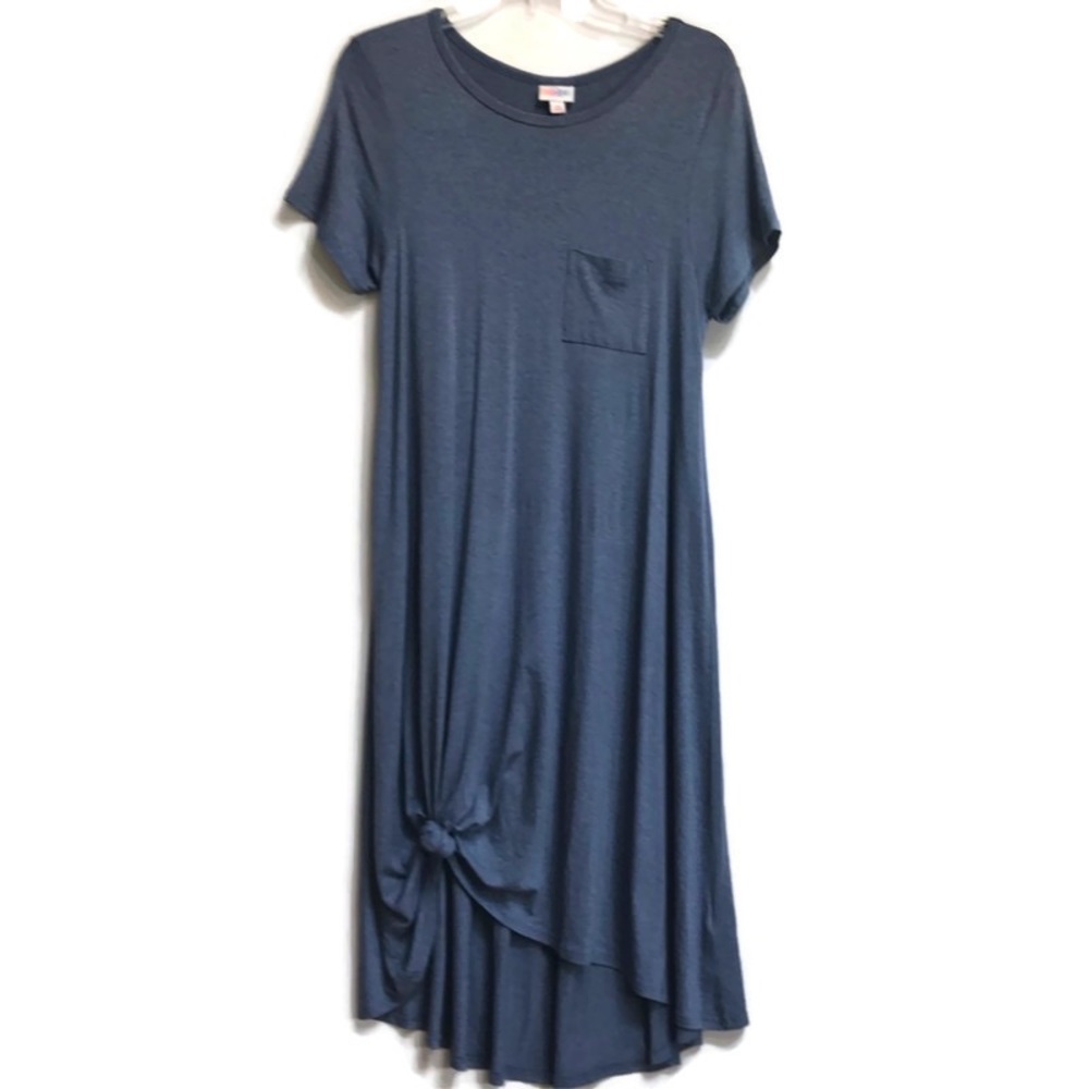 LuLaRoe Dress Tie Front hem Oversize Tee Shirt  XS Blue